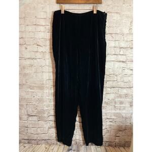 Silkland Pants Womens 14 Black Silk Velvet Dressy Evening Straight Leg Flowy